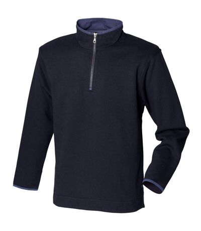 Front Row Mens Soft Touch 1/4 Zip Sweatshirt Top (Navy) - UTRW489