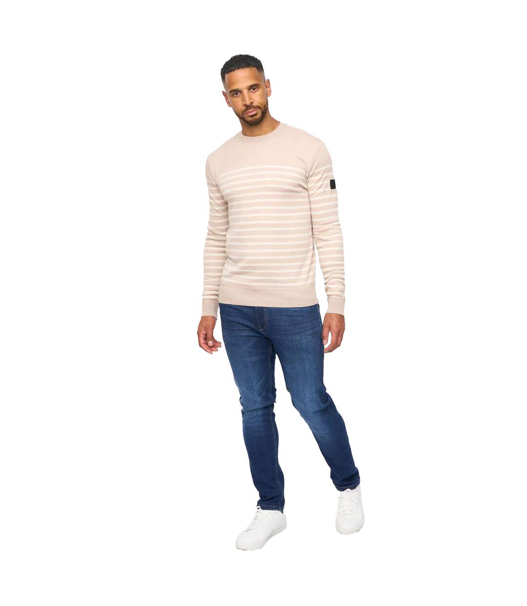 Mens Howland Crew Neck Jumper Beige Marl Bewley & Ritch-4