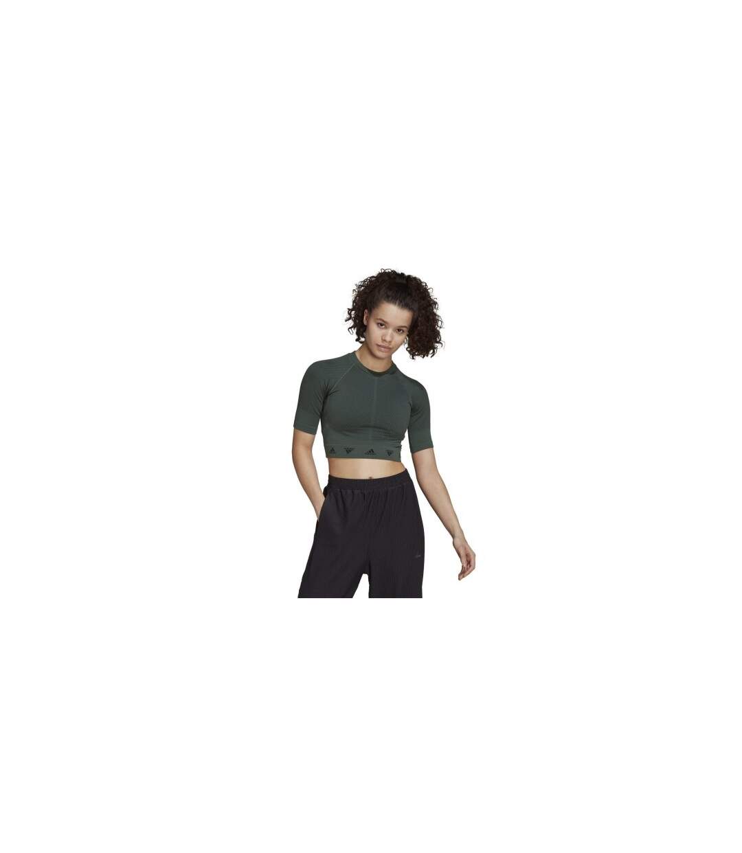 Haut Court Aeroknit Femme Vert Noir Adidas-1