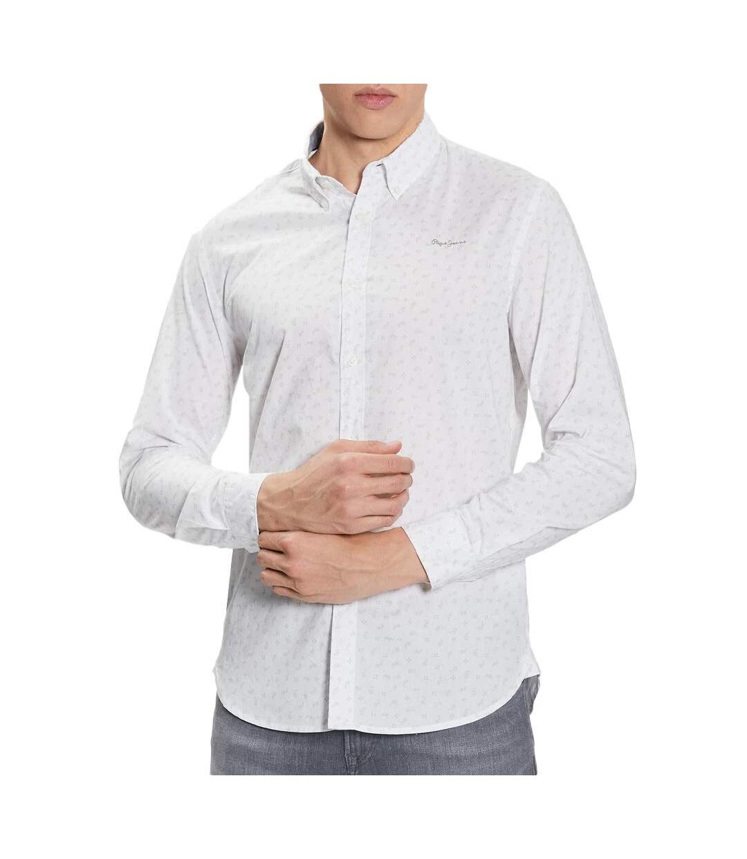 Chemise Blanche/Vert à Motfs Homme Pepe Jeans Cuxton - M-1