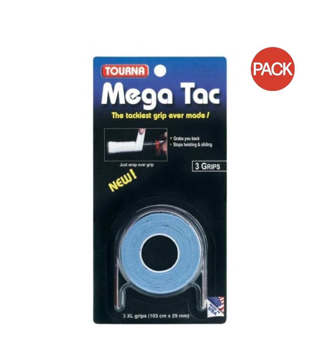 Pack Of 3  Mega Tac Grip Tape  One Size Blue Tourna-1