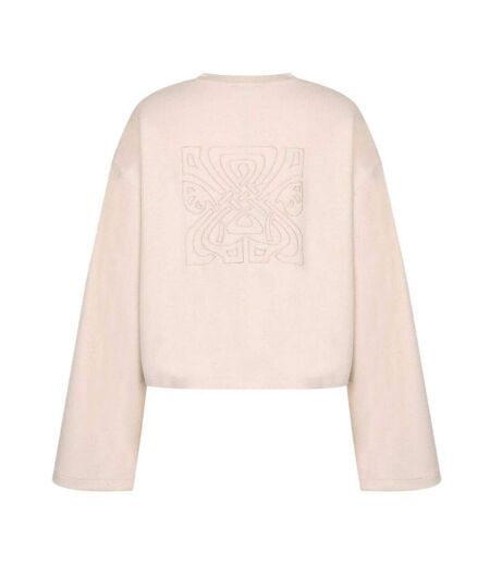 Sweat Court Motif/style Logo Brodé Femme Beige Biba