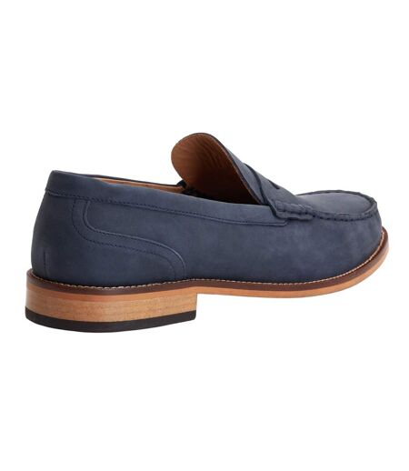 Mens garfield leather penny loafers navy Base London