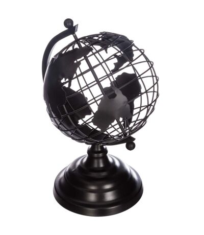 Globe terrestre en métal - Noir - H. 28 cm