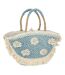 Sac de Plage Fleurs Denim 59cm Naturel & Bleu-1