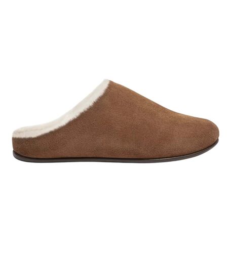Womens/ladies chrissie suede shearling slippers tan FitFlop