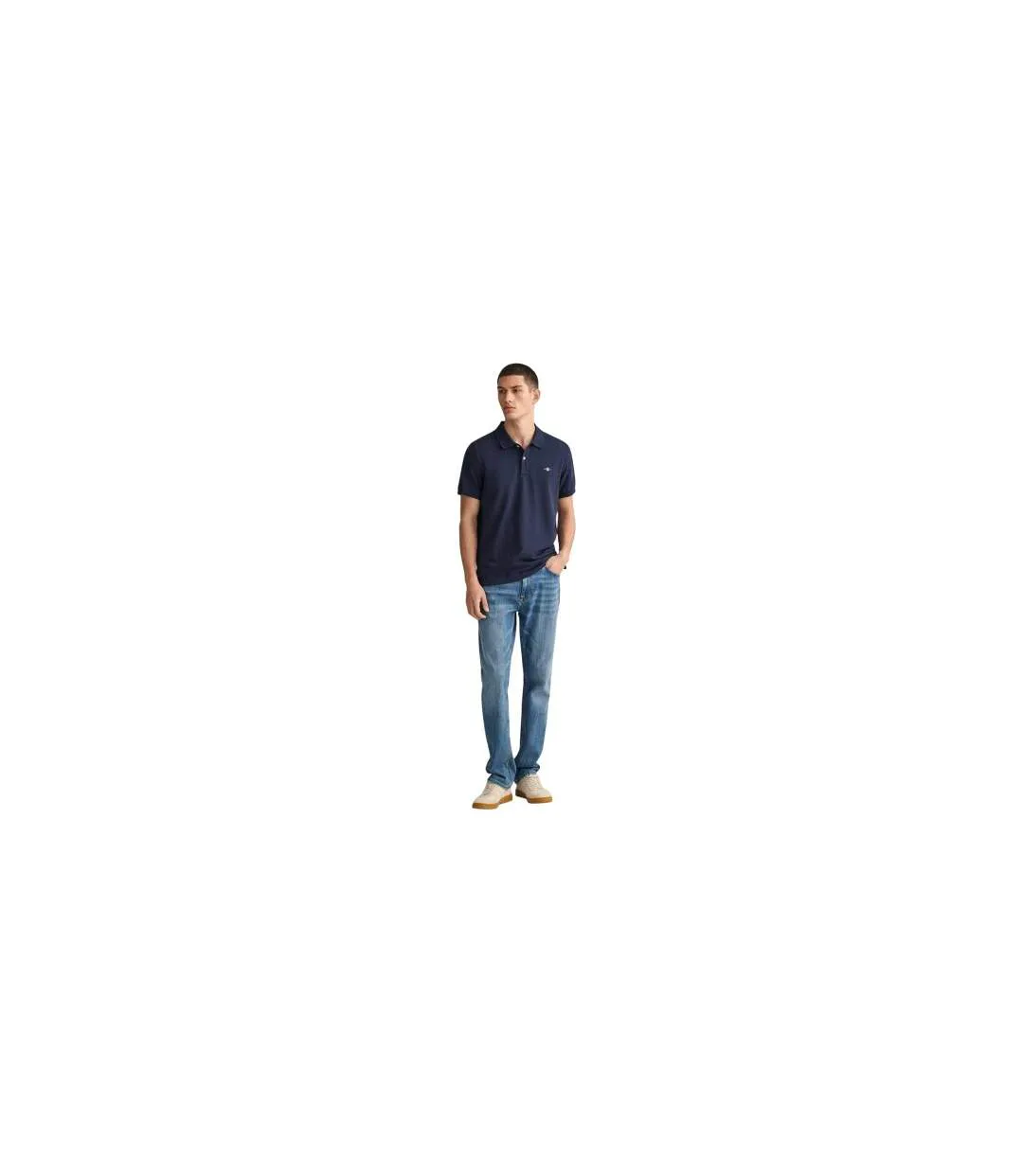 Mens Pique Polo Shirt Navy Gant-1