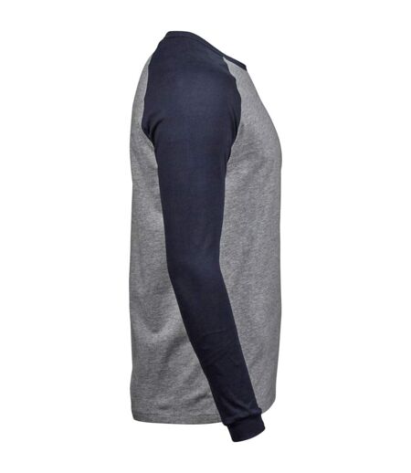 Tee Jay Mens Heather Baseball T-Shirt (Gray/Navy)