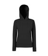 Fruit Of The Loom Ladies Lady Fit Hooded Sweatshirt / Hoodie (Black)