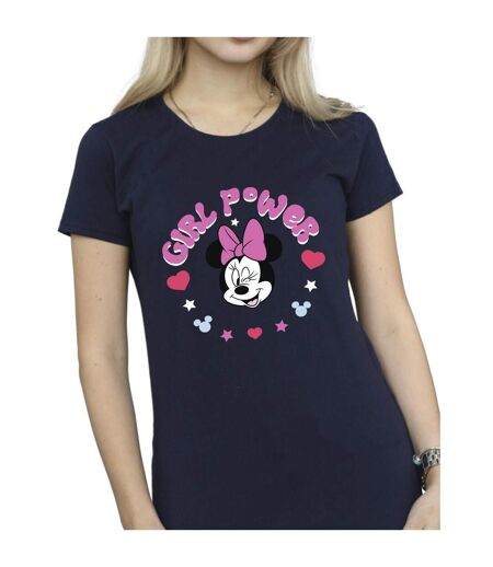 Disney T-shirt en coton Minnie Mouse Girl Power Femme/Ladies (Bleu marine) - UTBI33778