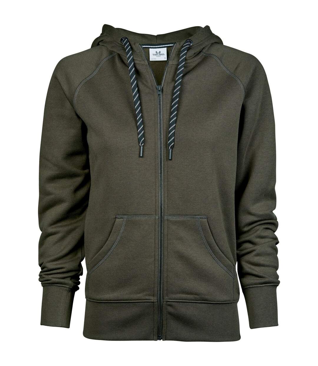 Sweatshirt À Capuche Et Fermeture Zippée Femme Vert Foncé Tee Jays-1