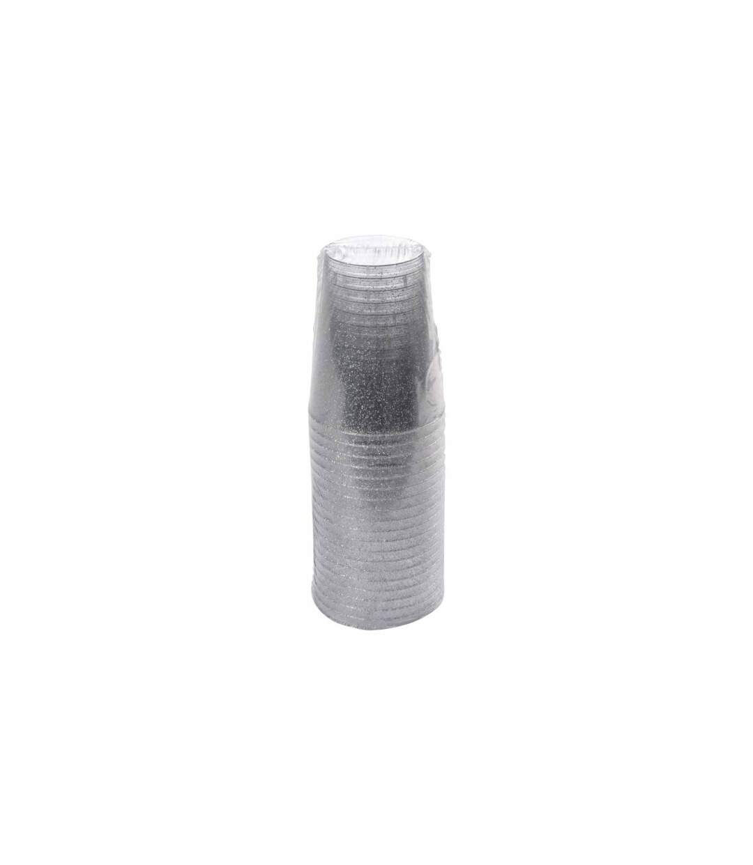 Lot de 20 Verres en Plastique Réutilisable Paillettes 20cl Argent-3