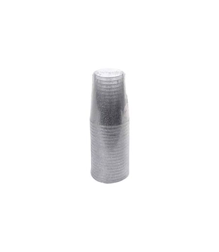 Lot de 20 Verres en Plastique Réutilisable Paillettes 20cl Argent