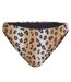 Womens/ladies Leopard Print Reversible Bikini Bottoms Black Brown Brave Soul-2