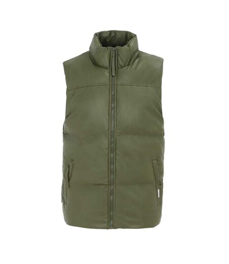 Mens Pu Padded Gilet Army Green Firetrap