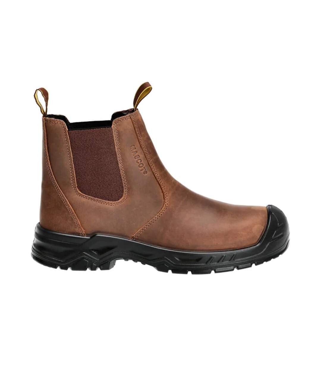 Mens Footwear Originals Leather Safety Boots Nut Brown Black Mascot-1