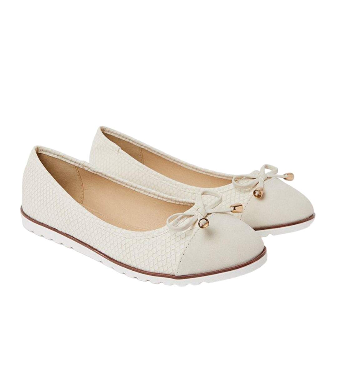 Femmes/dames tam bow wide flat ballet shoes crème Good For The Sole-1