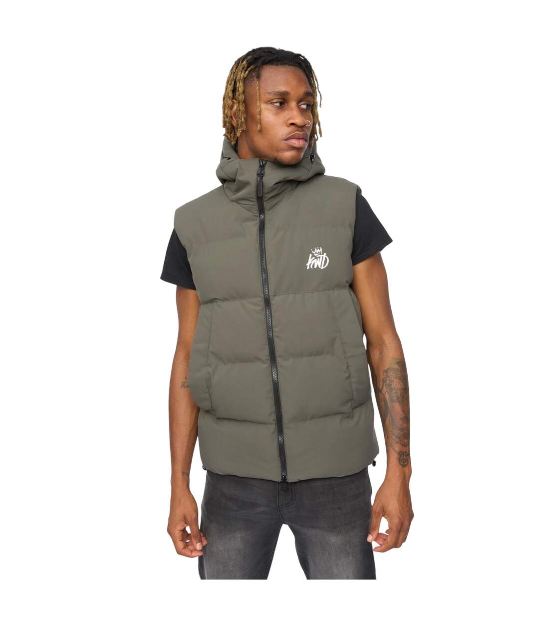 Doudoune Sans Manches Motif/style Matelassé Nahjo Homme Olive Kings Will Dream-2