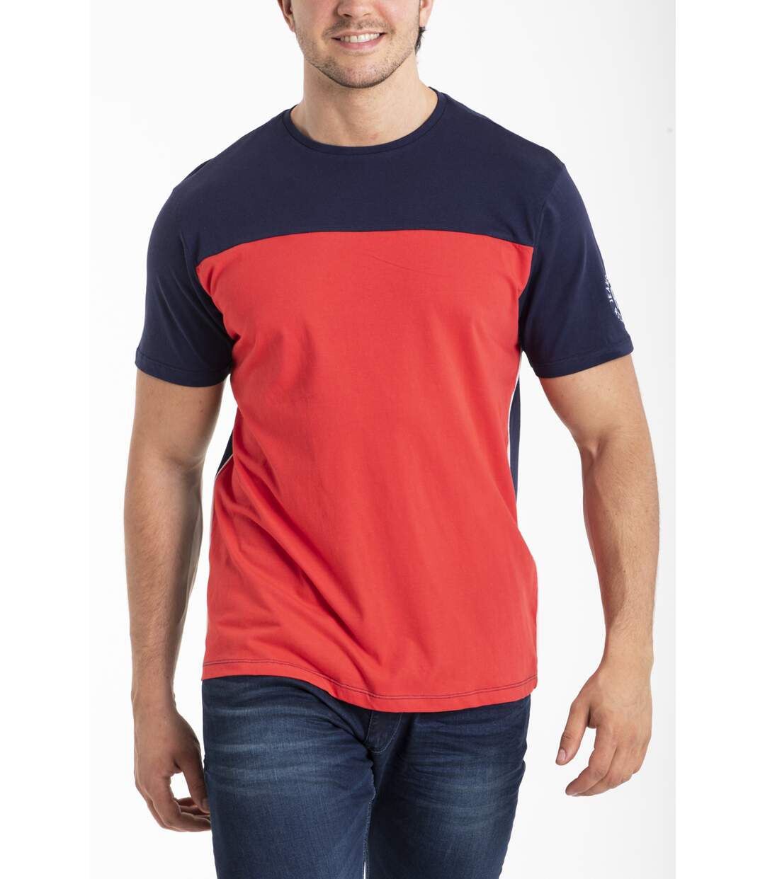 T-shirt bicolore coton bio GAZO bleu-bleu-ciel