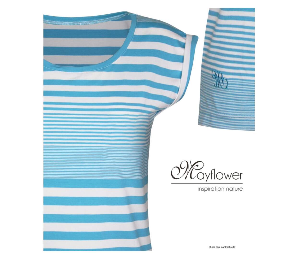 MAYFLOWER DARLING1 - Tee-shirt rayé bleu : le confort stretch absolu-4
