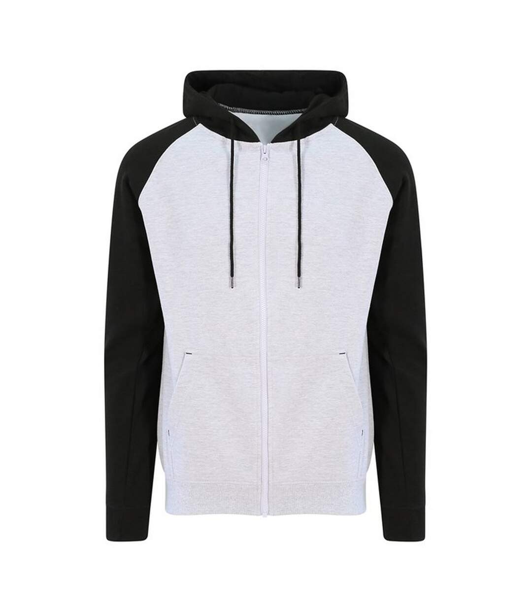 Womens/ladies full zip baseball hoodie heather grey/jet black Awdis-1