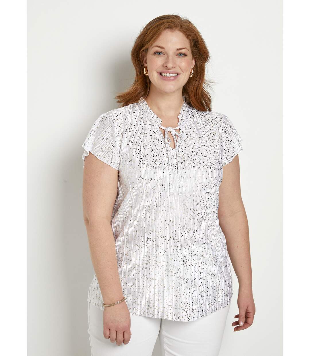 T-shirt long imprimé doré manches courtes-1