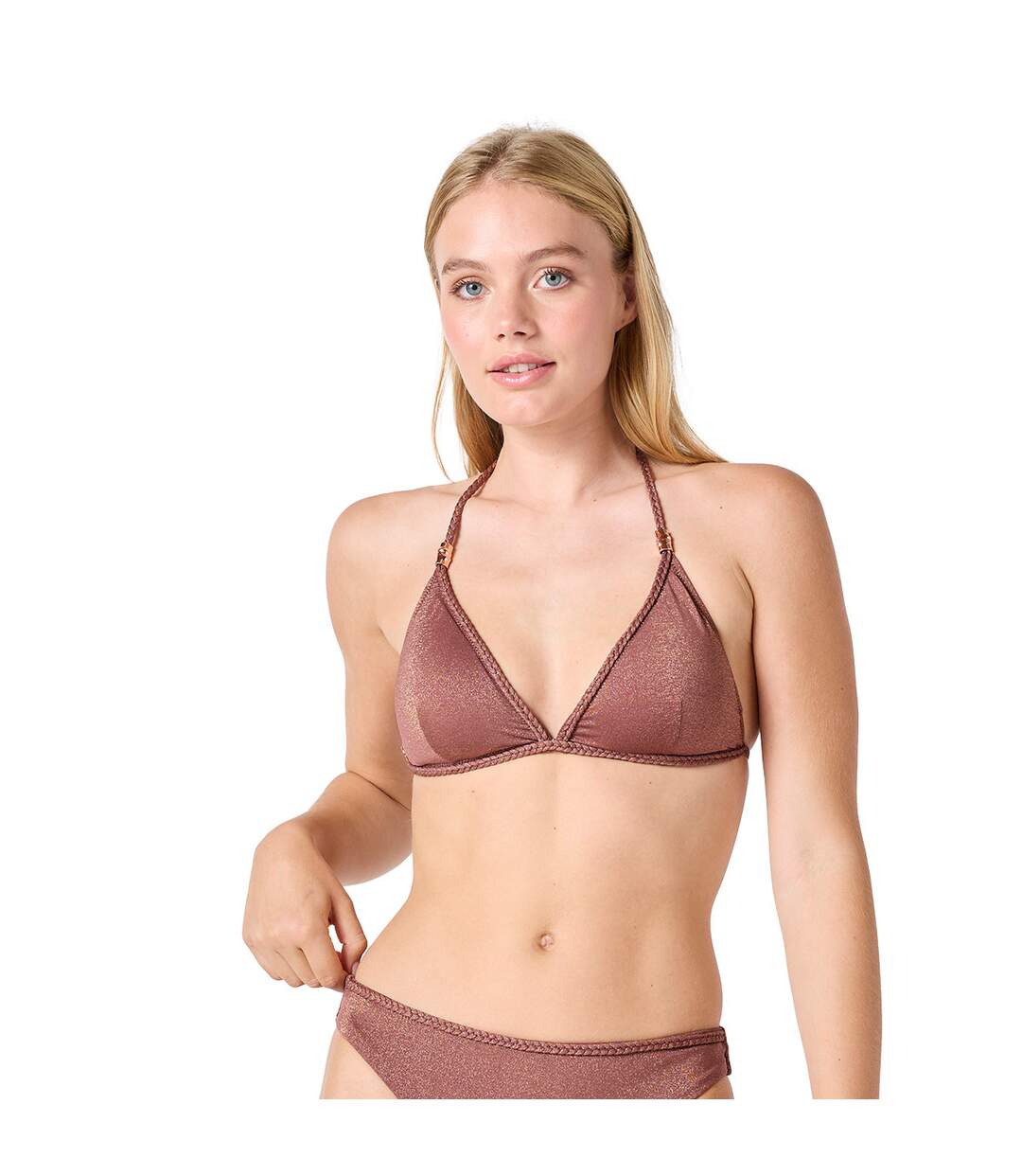 Haut de maillot de bain triangle marron Folk-2