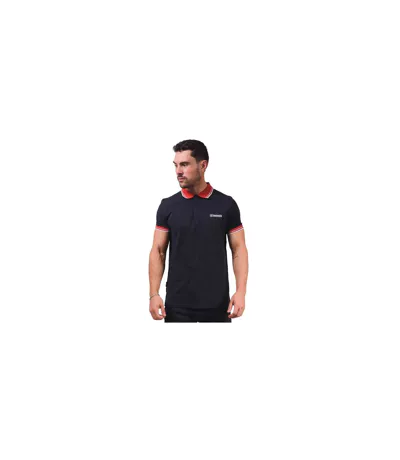 Polo Motif/style Rayure Contrastée Sur Bord Homme Bleu Marine Rouge Lambretta