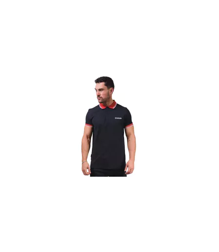 Polo Motif/style Rayure Contrastée Sur Bord Homme Bleu Marine Rouge Lambretta