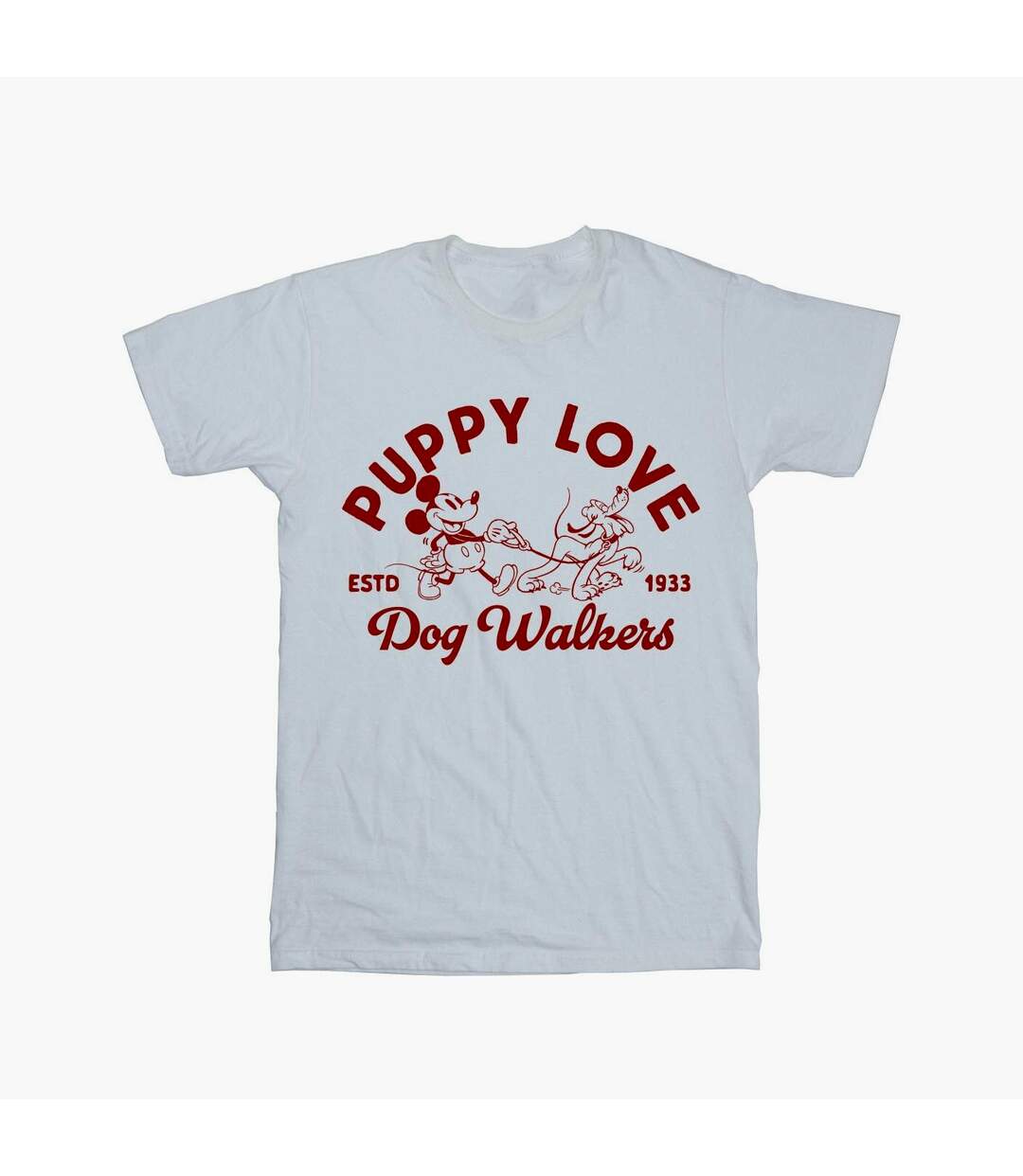 Disney Femme/Les femmes Mickey Mouse Puppy Love Cotton Boyfriend T-Shirt (Blanc) - UTBI38070-1