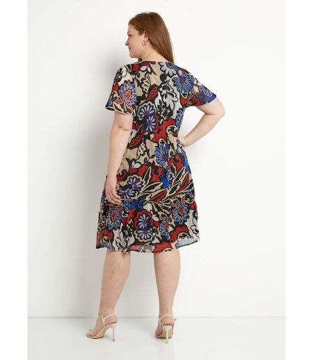 Robe courte évasée volantée voile imprimé