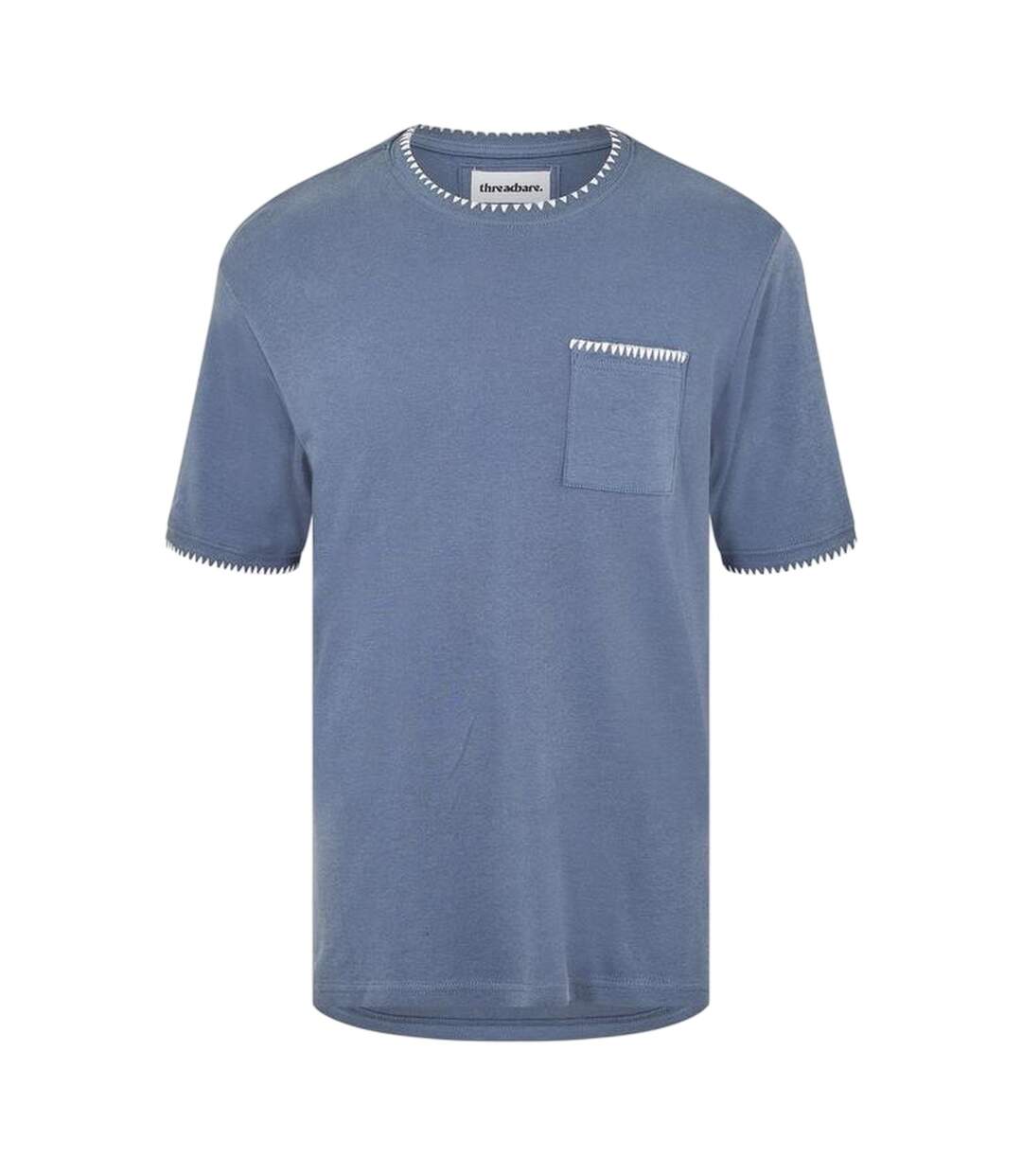 Mens Perth Knitted T-shirt Stonewash Denim Ecru Threadbare-1