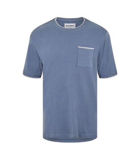 Mens Perth Knitted T-shirt Stonewash Denim Ecru Threadbare