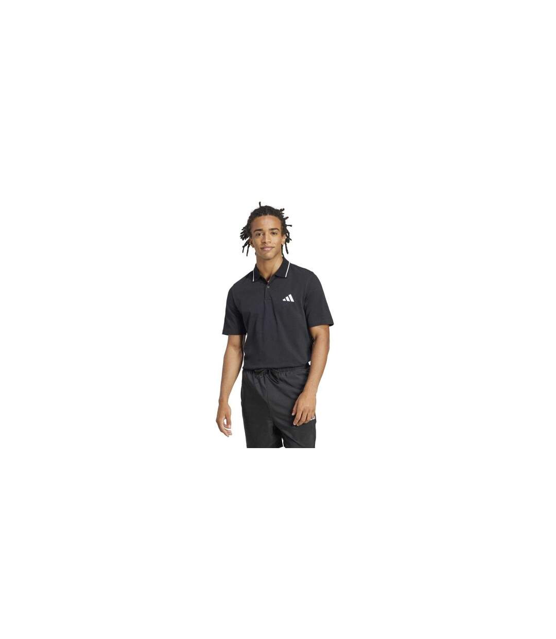 Polo Motif/style 3 Rayures Homme Noir Blanc Adidas-1