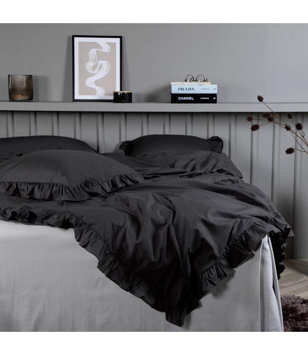 Parure de Lit 3 Pièces Levi 240x220cm Anthracite-1