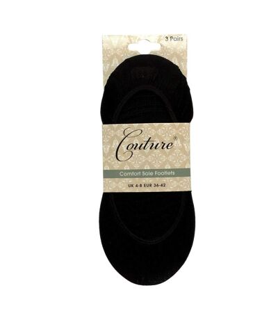 Couture Womens/Ladies Comfort Sole Liner Socks (Pack of 3) (Black) - UTLW482