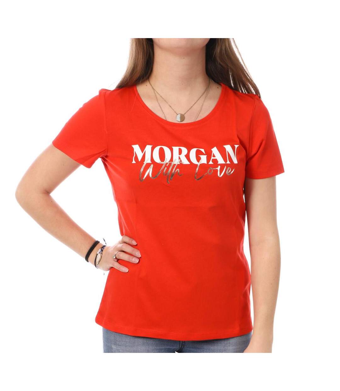 T-shirt Orange Femme Morgan Serigraphie - S-1