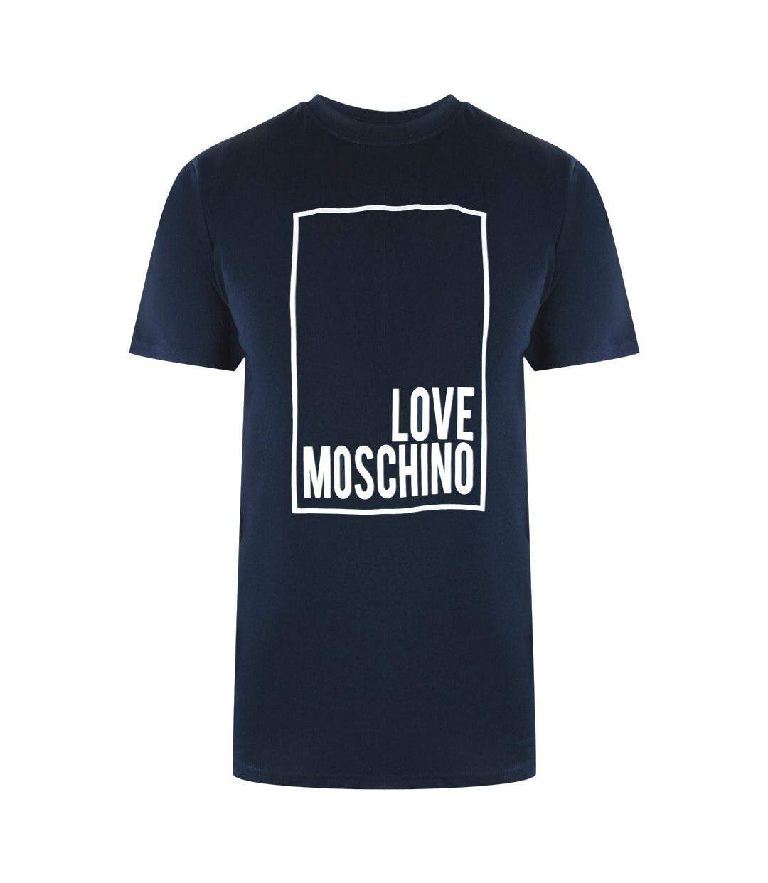 T-shirt Motif/style Logo Rectangulaire Homme Bleu Marine Foncé Love Moschino-1