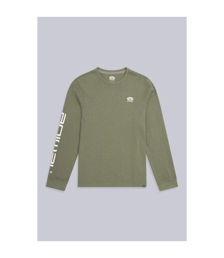 Mens tommy back print organic long-sleeved t-shirt khaki green Animal