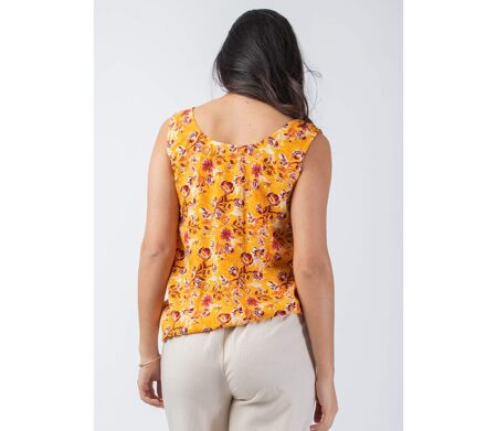 Top femme en viscose jaune IVANOE sans manches Coton Du Monde