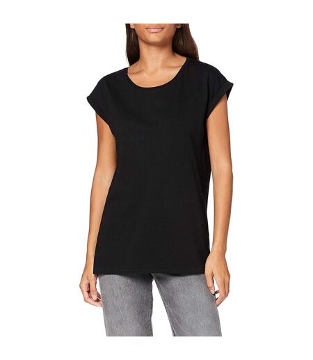 Build Your Brand Womens/Ladies Extended Shoulder T-Shirt (Black)