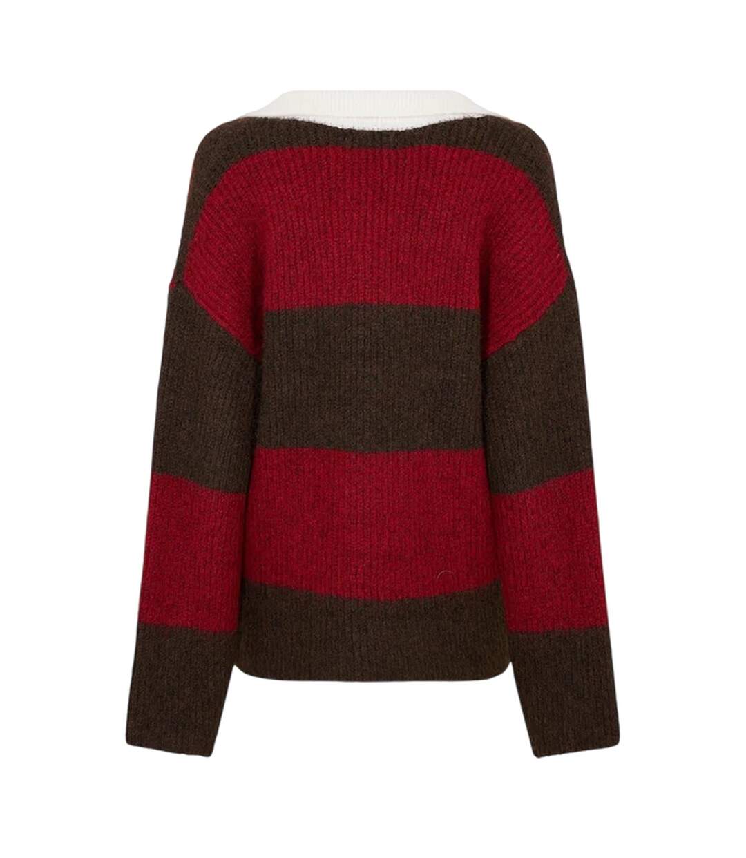 Womens/ladies Collared Oversized Sweater Top Red Brown 4th & Reckless-3