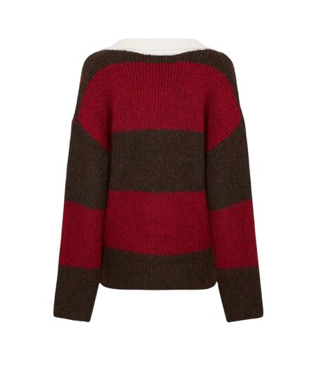Womens/ladies Collared Oversized Sweater Top Red Brown 4th & Reckless