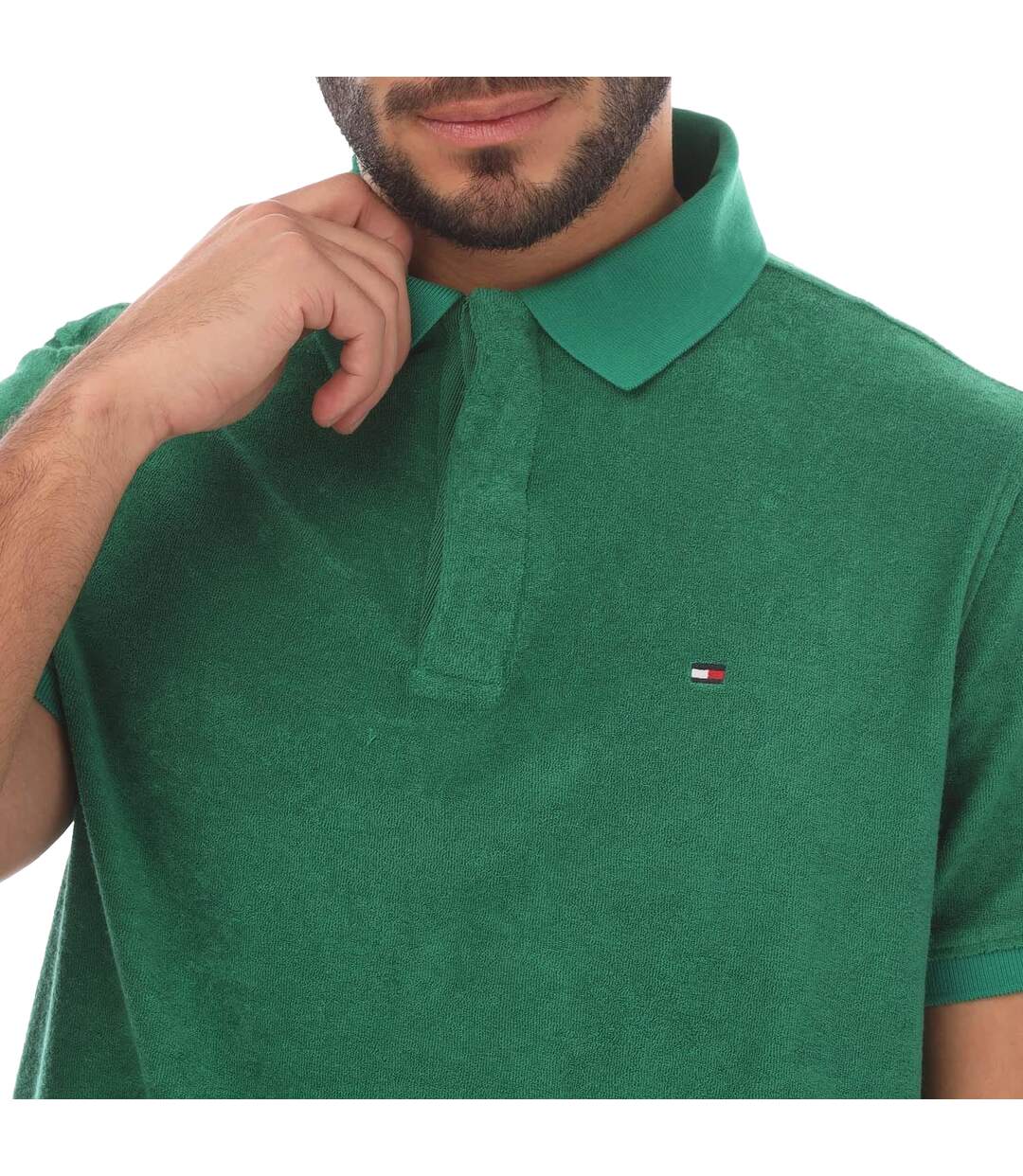 Mens Micro-towelling Regular Polo Shirt Green Tommy Hilfiger-1