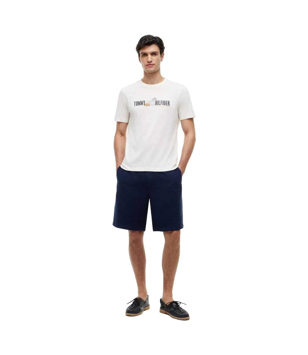 T-shirt Motif/style Imprimé Sur Poitrine Summer Homme Blanc Cassé Tommy Hilfiger-4