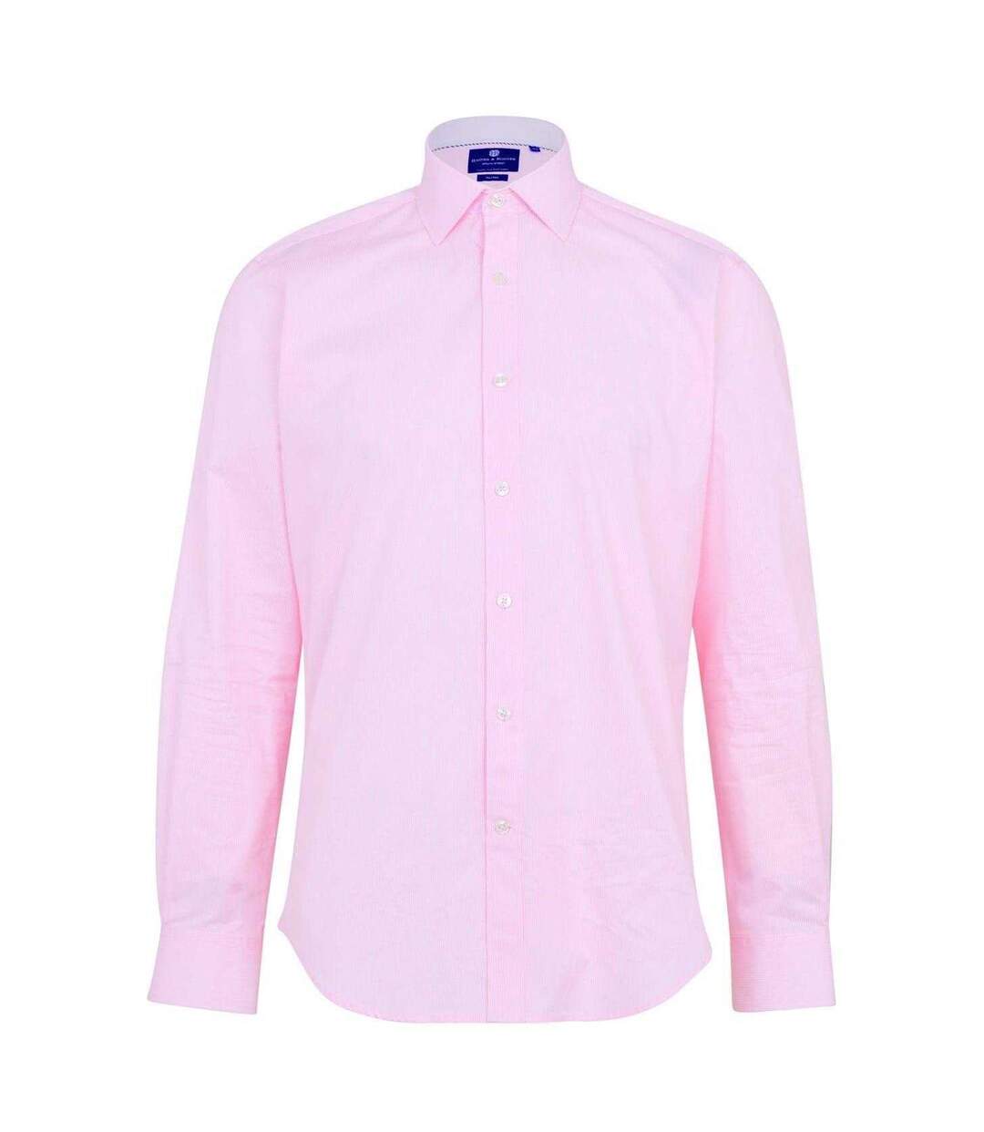 Mens Poplin Tailored Long-sleeved Formal Shirt Pink Haines And Bonner-2