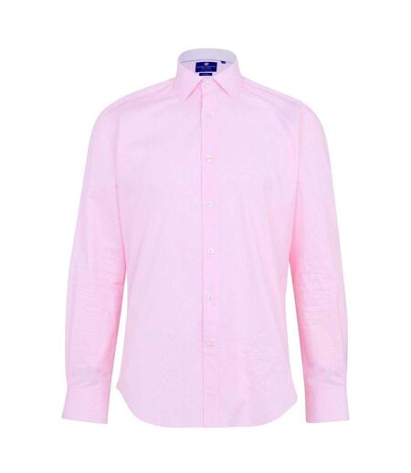 Mens Poplin Tailored Long-sleeved Formal Shirt Pink Haines And Bonner