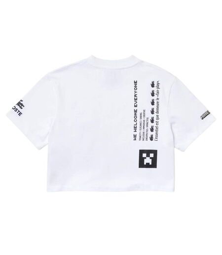 Womens/ladies Minecraft Organic Cotton T-shirt White Lacoste