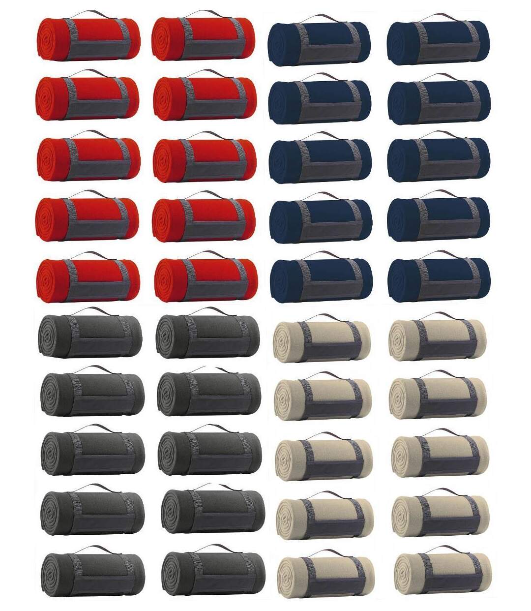 Lot 40 plaids couvertures polaires - beige - noir - rouge - marine - 150x120 cm-1