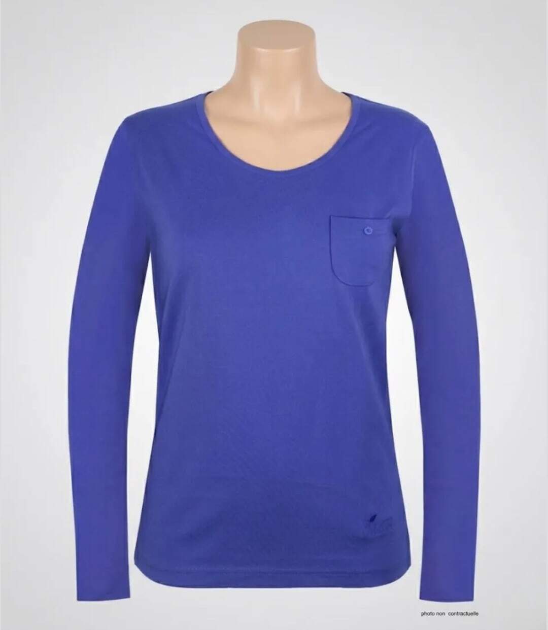 MAYFLOWER NINJA3 : Tee-shirt manches longues bleu roi uni en pur coton-3